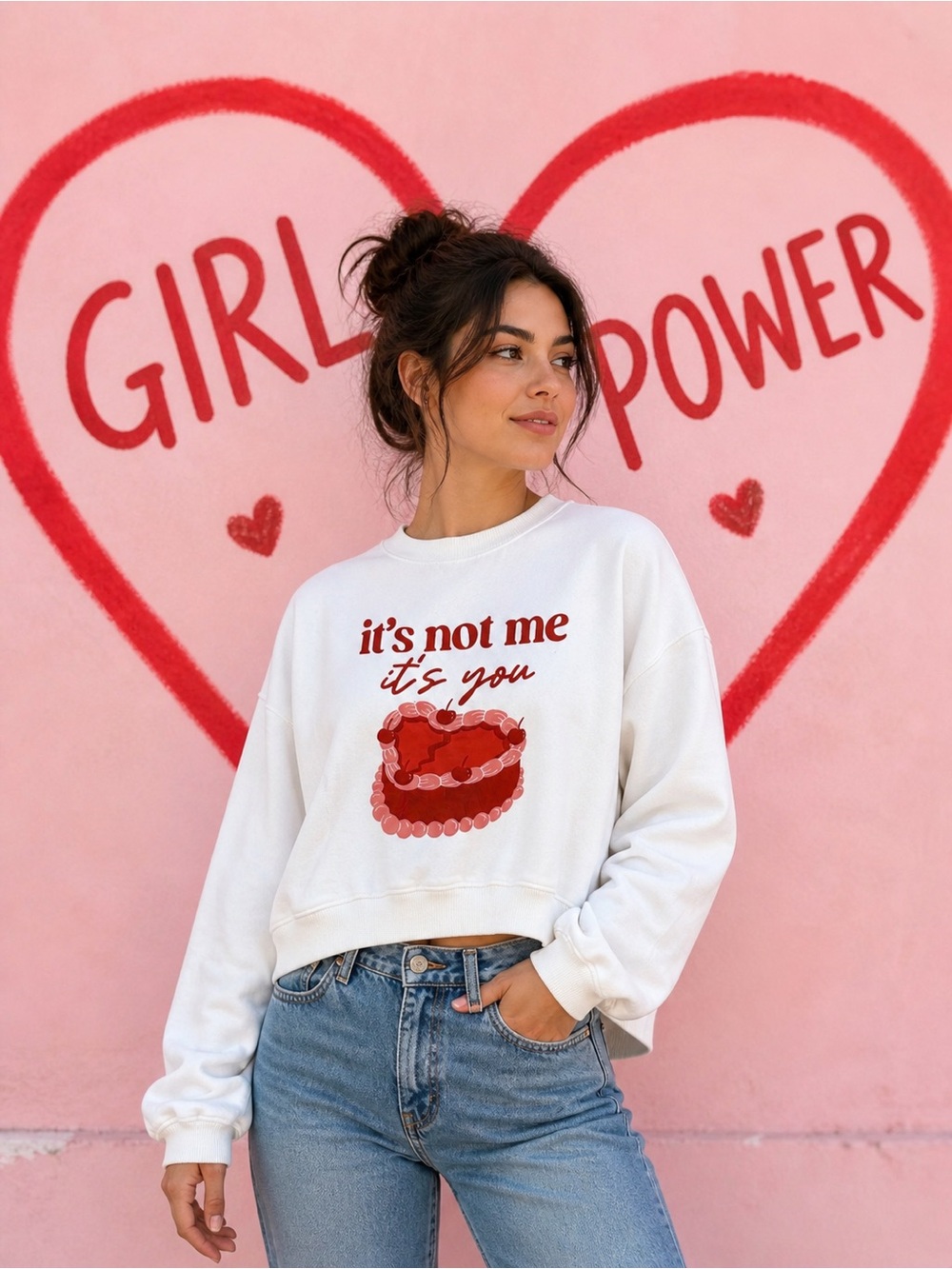 💔 “It’s Not Me, It’s You” Cropped Graphic Sweatshirt – Girl Power Vibes 💔 - Picture 4 of 4